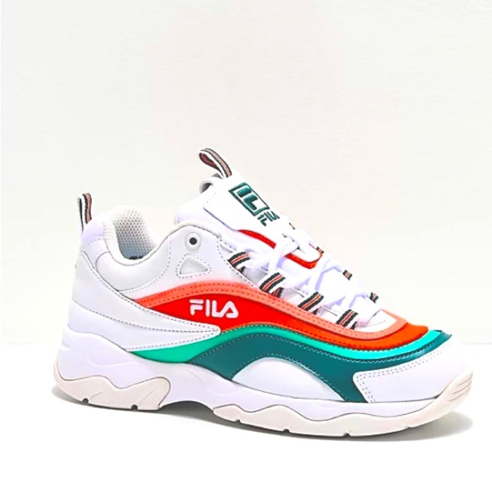 NWT FILA Ray Miami White, Storm & Cherry Tomato Platform Sneakers US Women’s 7